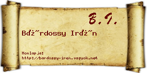 Bárdossy Irén névjegykártya